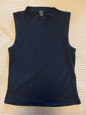 Sleeveless Fitted Mock Neck Tank Top - Slate Blue